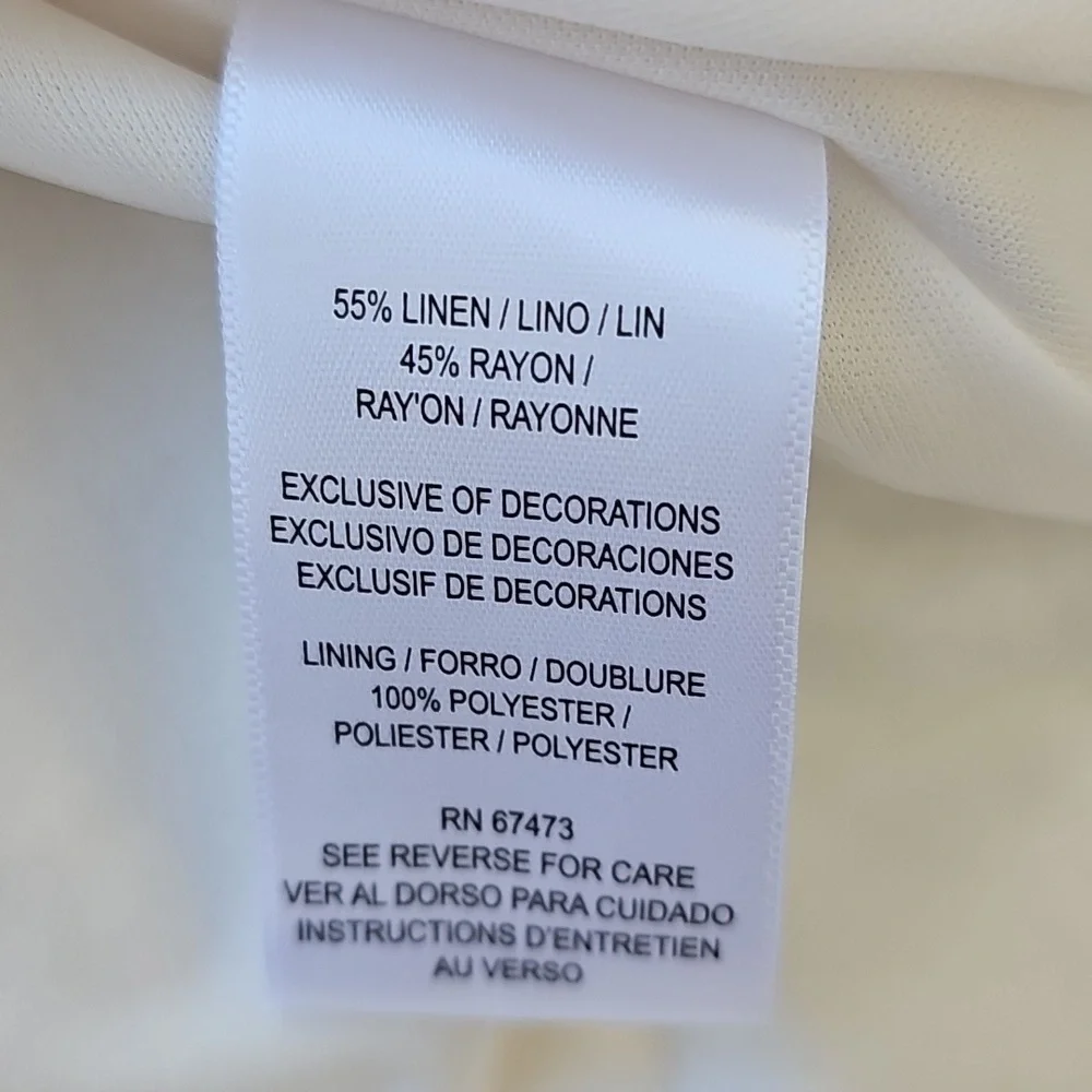 Taylor Linen Blend Midi Elegant White Sleeveless Dress Size 8 - Picture 6 of 9